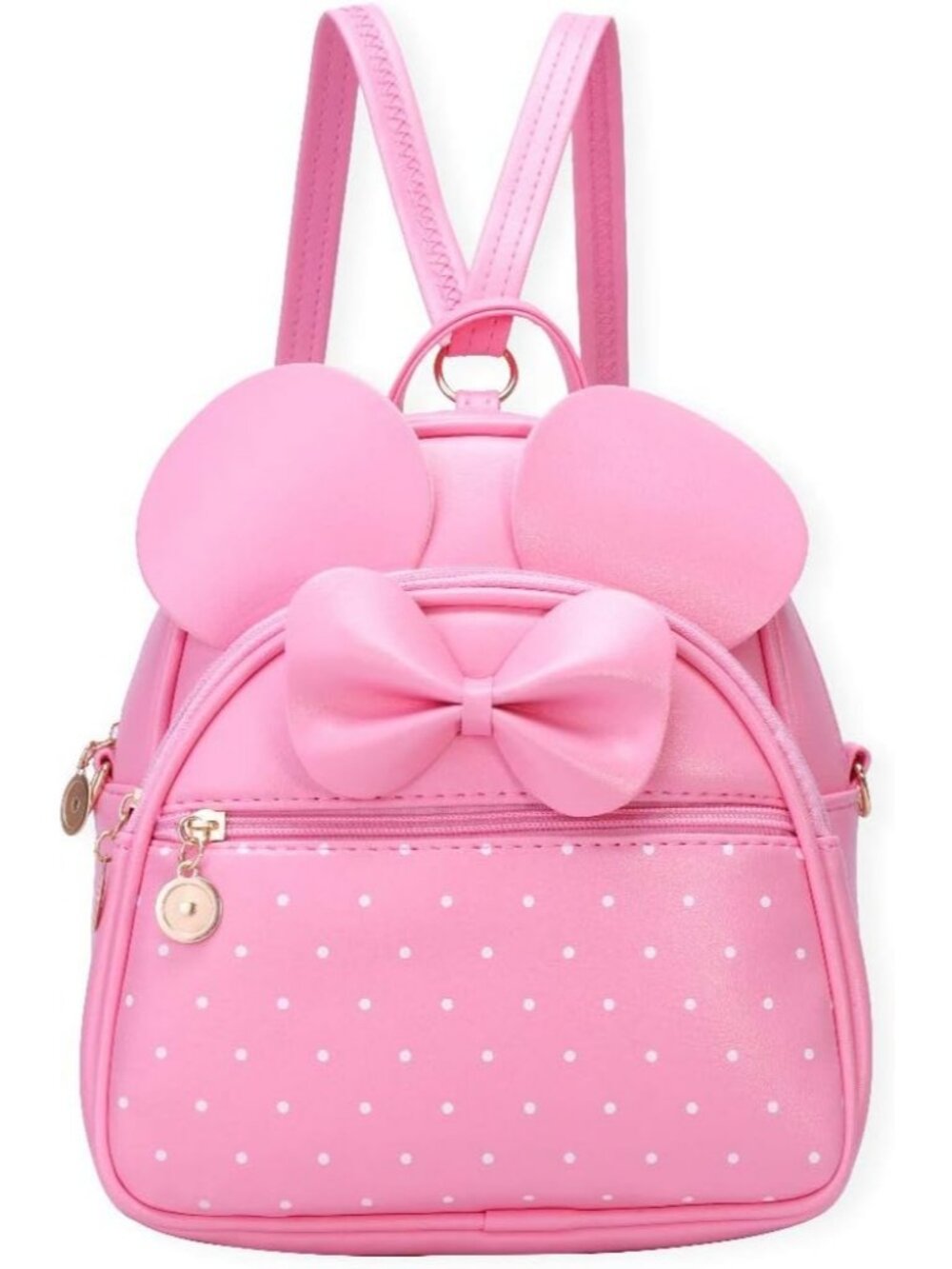 Women Girls L Pink Mini Backpack Cute Bowknot Convertible Shoulder Bag